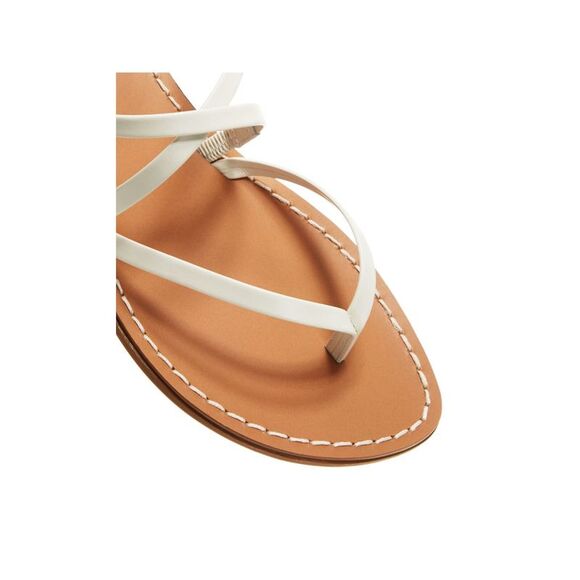 AQUA Womens White Strappy Sand Round Toe Block Heel Leather Thong Sandals 8 M - Picture 3 of 4